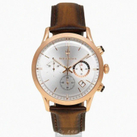 【MASERATI 瑪莎拉蒂】MASERATI手錶型號R8871633002(白色錶面玫瑰金錶殼咖啡色真皮皮革錶帶款)