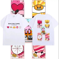 NEW เสื้อยืด Bacon Time ไม่จำกัดเพศ ราคาถูก ฝ้าย 100% ขนาด S-5XL