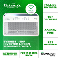 EVEREST Window Type Aircon 1.5 hp Inverter Full DC, Top discharge with Smart Control WIFI - ETIV15CFWTD