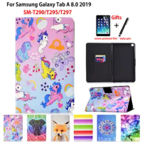 Fashion Painted Case For samsung galaxy tab A 8.0 2019 SM-T290 SM-T295 T295 T297 Cover Funda Tablet Stand Shell Coque +Gift