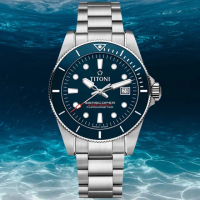 【TITONI 梅花錶】海洋探索 SEASCOPER 300 陶瓷錶圈 COSC認證 潛水機械腕錶 母親節 禮物(83300S-BE-705)