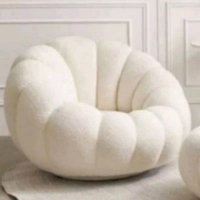 Sofa Single Bulat Putar + Bench Salur Gembung - Wonten Art Pumpkin Love