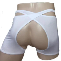 Men Criss Cross Open Butt Boxer Brief Shorts Stretching Under Pants Underwear Lingerie Outfit