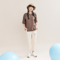 【Dailo】直筒斜紋修身長褲 白 綠 桔