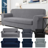 Stretch Sofa Cover 1 2 3 Seater with Cushion Cover Jacquard Velvet Fabric Slipcover for Living Room L-shaped Furniture Protector