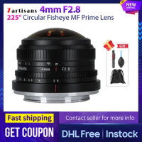 7artisans 7 artisans 4mm F2.8 225° Circular Fisheye MF Prime Lens For Sony E Fujifx Micro 4/3 Canon EOS-M Mount Cameras