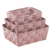 《KELA》長方編織收納籃3件(乾燥玫瑰) | 整理籃 置物籃 儲物箱