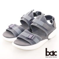 【bac】輕量化彈力厚底休閒涼鞋-灰色