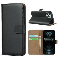 100pcs/Lot Phone CaseS Genuine Real Leather Wallet Case For Iphone 13 12 Mini 11 Pro X Xs Xr Max 8 7 Plus