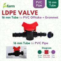 JIRIFARM - Barb Valve 16 mm - Offtake PVC Pipe with Grommet | Konektor Keran Selang 16 mm PE Irigasi