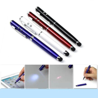 Pulpen Laser Pointer 5in1 Pen Stylus pad Tablet Touch Pen Red Senter Hitam Putih Silver Merah Biru M