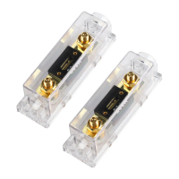 Kit Fuse 2x Pemegang 2x Fuse 200A Inlin Tugas Berat Berplating Emas Arus Tinggi Automotif