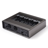 Audio Interface Professional Recording XLR Audio Interface DSP Reverb 48V Phantom Power Sound Card