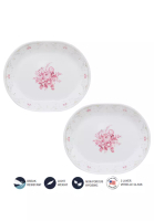 Corelle Corelle 2 Pcs 31cm Vitrelle Tempered Glass Serving Platter - Blooming Pink