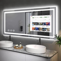 High end smart makeup mirror touch screen smart bathroom mirror hotel large full size android magic mirror with tv
