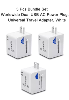 MasterTool (3 pcs) Worldwide Dual USB AC Power Plug Universal Travel Adapter