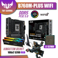 Kit ASUS TUF GAMING B760M PLUS WIFI LGA1700 Motherboard With Intel Core i7 13700F Processor Fury DDR5 5200MHz 16G x2 RGB Memory