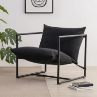 Accent Chair / Metal Framed Armchair with Shredded Foam Cushioning, Black sillones modernos para sala