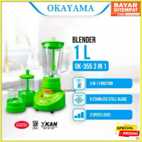 Blender 1 Liter Okayama 2 in 1 dan 3 in 1 OK-355 / Blender Jus 1 Liter / Blender Plastik Okayama