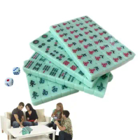 Mahjong Tiles Set Portable Clear Engraved Mahjong Sets Mini Tile Game Travel Accessories For Travel Schools Trips Dormitories