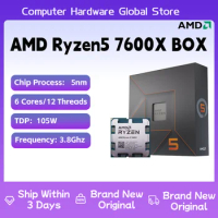 AMD RYZEN 5 7600X Brand New CPU Gaming Processor AMD R5 7600X 6-Core 12-Thread 5nm 38M Socket AM5 Without Fan PC Gamer Cache