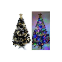 【摩達客】耶誕-5尺/5呎-150cm台灣製時尚豪華版黑色聖誕樹(含金銀色系配件組/不含燈/本島免運費)