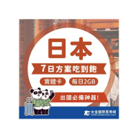 【Taiking 太金旅遊】日本7天吃到飽上網卡(4G 高速 低延遲 隨插即用 熱點分享 2GB/日)