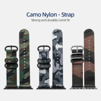 Applicable Nylon Canvas Iwatch Strap For Applewatch Ultra 8 7/6/5 Camouflage Color Double Canvas Men's Bracelet 49MM 45MM