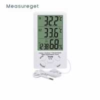 Indoor/Outdoor Thermometer Hygrometer Meter Humidity Digital LCD Home Indoor Outdoor Hygrometer Thermometer TA298