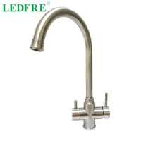 LedFre Two Function SUS304 Stainless Steel Water Filter Faucet 360 degree High Quality Double Handle Cheap Cold Hot Kitchen Tap