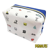 白色款【日本進口】史努比 Snoopy 帆布 化妝包 收納包 PEANUTS - 013472