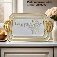 Nampan Gold Mewah Baki Estetik Nampan 3 Set Pesto (Kotak) Pink