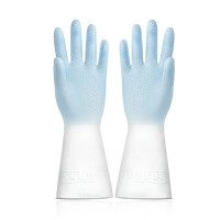 矽膠手套 洗碗手套 防水手套 洗碗手套女家用廚房耐用型貼手防水膠皮手套刷碗做家務清潔洗衣服『ZW8436』