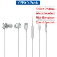 Original Official New OPPO O Fresh MH151/153 Stereo Earphones 3.5mm Type C Sports Headphones For R15 Reno ACE Reno 3 Pro Find X2