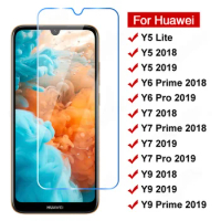1-4PCS HD Transparent Tempered Glass For Huawei Y5 Y6 Y7 Y9 Prime 2018 2019 Screen Protector For Huawei Y5 Lite Y 5 6 7 9 Pro