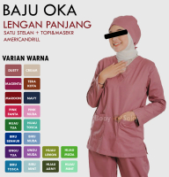 Baju Jaga Scrb Dinas Malam Oka Ok Lengan Panjang Wanita/Pria / Seragam Kerja Perawat Warna Dusty Pin