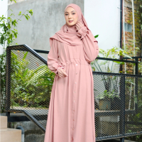 Gamis Syari Abaya Kaftan Dierra Cey Crinkle Airflow Baju Lebaran Gamis Setelan One Set Free Pashmina
