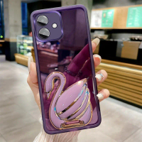 เคสโทรศัพท์ขาตั้งหงส์ ดีไซน์สวย พร้อมฟิล์มเลนส์ เข้ากันได้กับ OPPO A3 5G, A3x, A3 Pro 5G, A60, A79 5