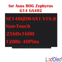 14.0'' 120Hz LED LCD Screen Display IPS 2560x1600 16:10 for Asus ROG Zephyrus G14 GA402 Non-Touch eDP 40Pins