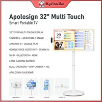 APOLOSIGN 32 INCH PORTABLE SMART SCREEN ANDROID 16 TOUCHSCREEN GOOGLE PLAY GEMINI AI 8MP CAMERA FHD