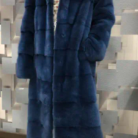 Arlenesain 2021 Winter Natural Mink Fur Coat Fashion Slim Fur Mink Coat for Women