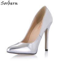 Sorbern Fashionable Shoes Fenty Beauty Silver Bridal Shoes High Heels Runway 2018 Shoes Fetish Heels Pointed Toe Custom Colors
