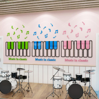 音樂教室佈置鋼琴房行音符牆貼紙輔導班培訓機構文化主題牆面裝飾3D立體牆貼