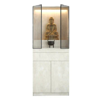PQF Minimalist Buddha Niche with Door Altar Bodhisattva Altar Buddha Cabinet Incense a Long Narrow Table