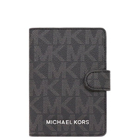MICHAEL KORS 證件夾 護照夾 防刮PVC皮革 證件夾 護照夾 M20802 黑灰色MK(現貨)▶指定Outlet商品5折起☆現貨