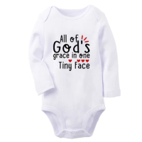 All of God's Grace in One Tiny Face Fun Baby Bodysuit Cute Boys Girls Rompers Infant Long Sleeves Jumpsuit Newborn Soft Clothes