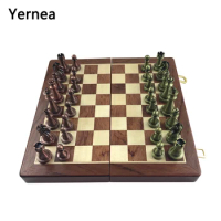 Yernea Interesting Chess Game Classic Chess Pieces Wooden Chessboard Chess Game Set Parent-child gifts Adult Educational