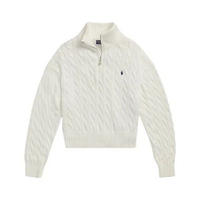 Polo Ralph Lauren Cable Knit Cotton Quarter Zip Sweater White M White