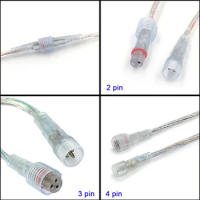 2 Pin 3 Pin 4 pin Waterproof Cable Transparent LED connector Male Female Plug For Single Color/RGB LED Strip Light