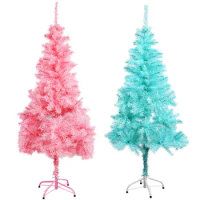 Artificial Christmas Tree 4/5/6ft Xmas Pine Tree Decoration Easy Assembly Foldable Metal Base New Year Decor Pink Blue Xmas Tree
